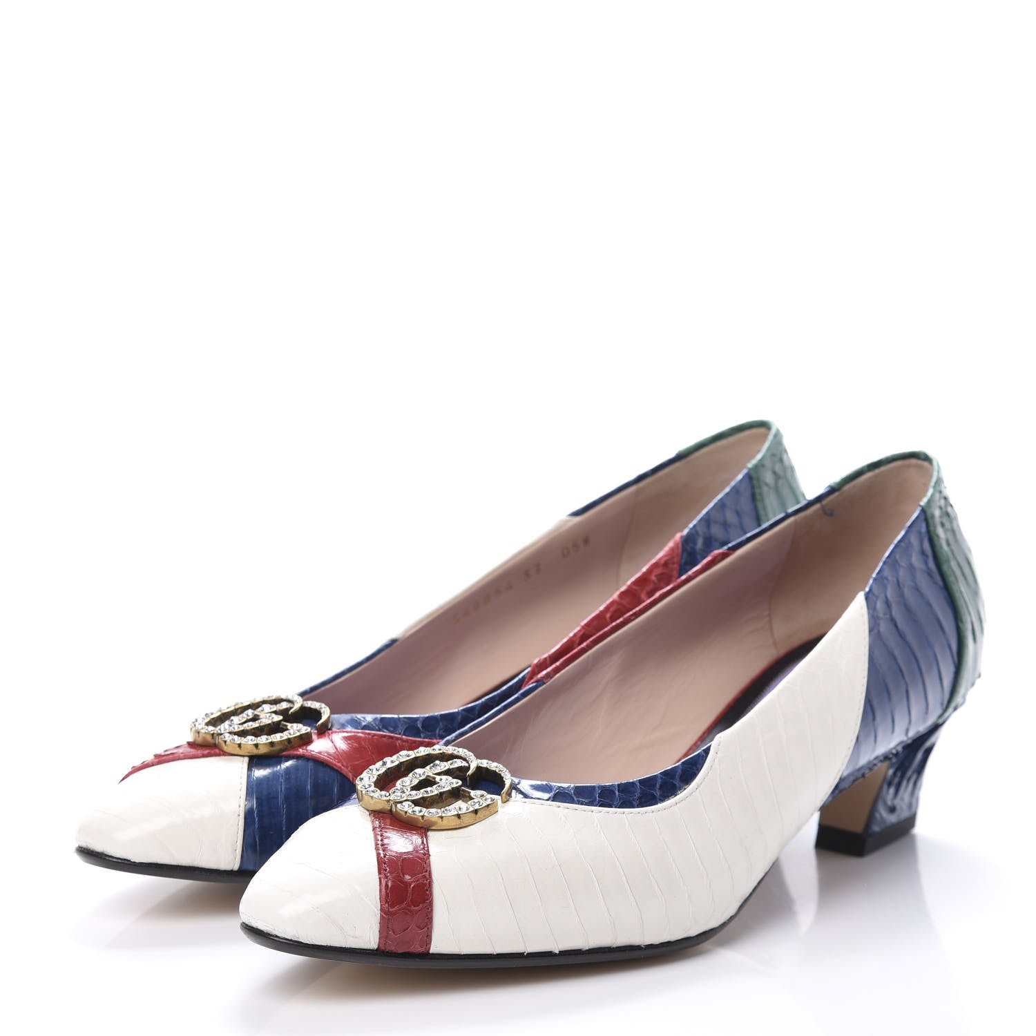 Gucci Snakeskin Crystal Double G Pumps 37 Multicolor 3 of 13