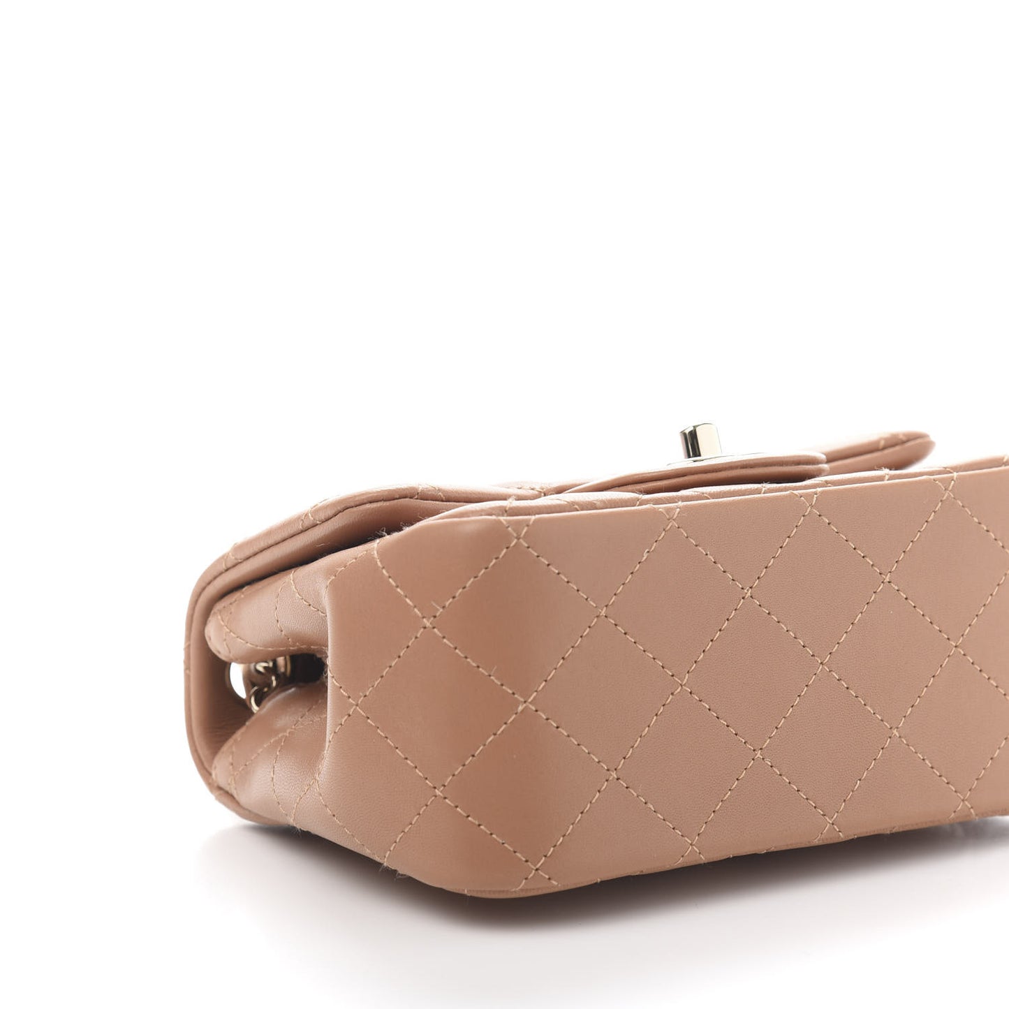 Lambskin Quilted Mini Square Flap Brown