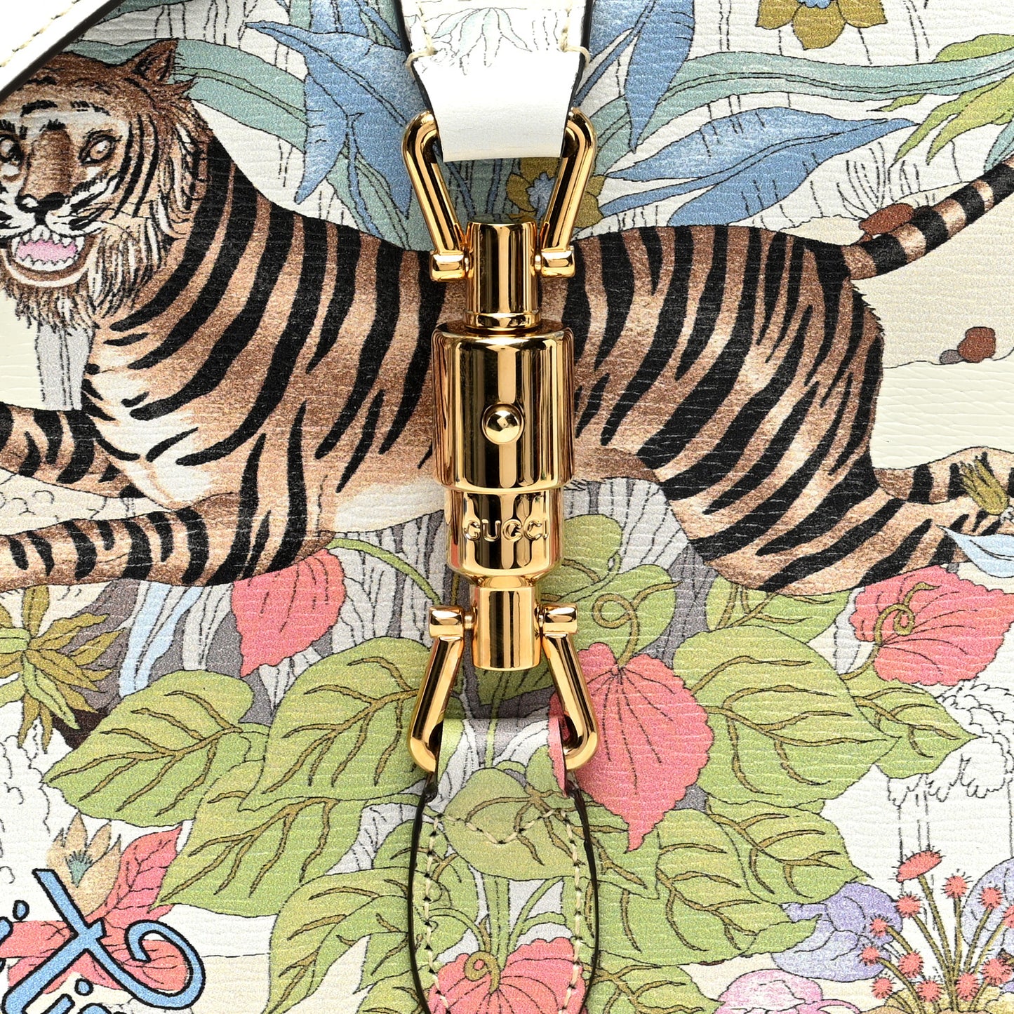 New Shangai Calfskin Tiger Savanah Small Jackie 1961 Hobo Chalky White Multicolor