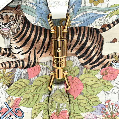Gucci New Shangai Calfskin Tiger Savanah Small Jackie 1961 Hobo Chalky White Multicolor 7 of 9