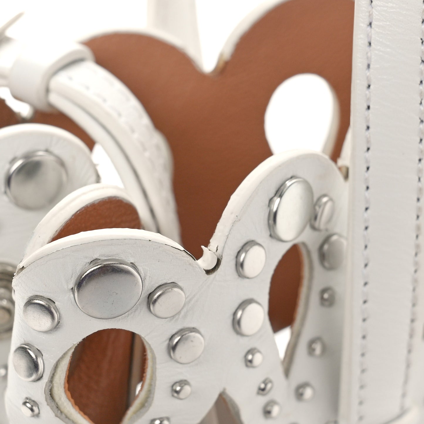 Calfskin Laser Cut Mina 16 Bag White