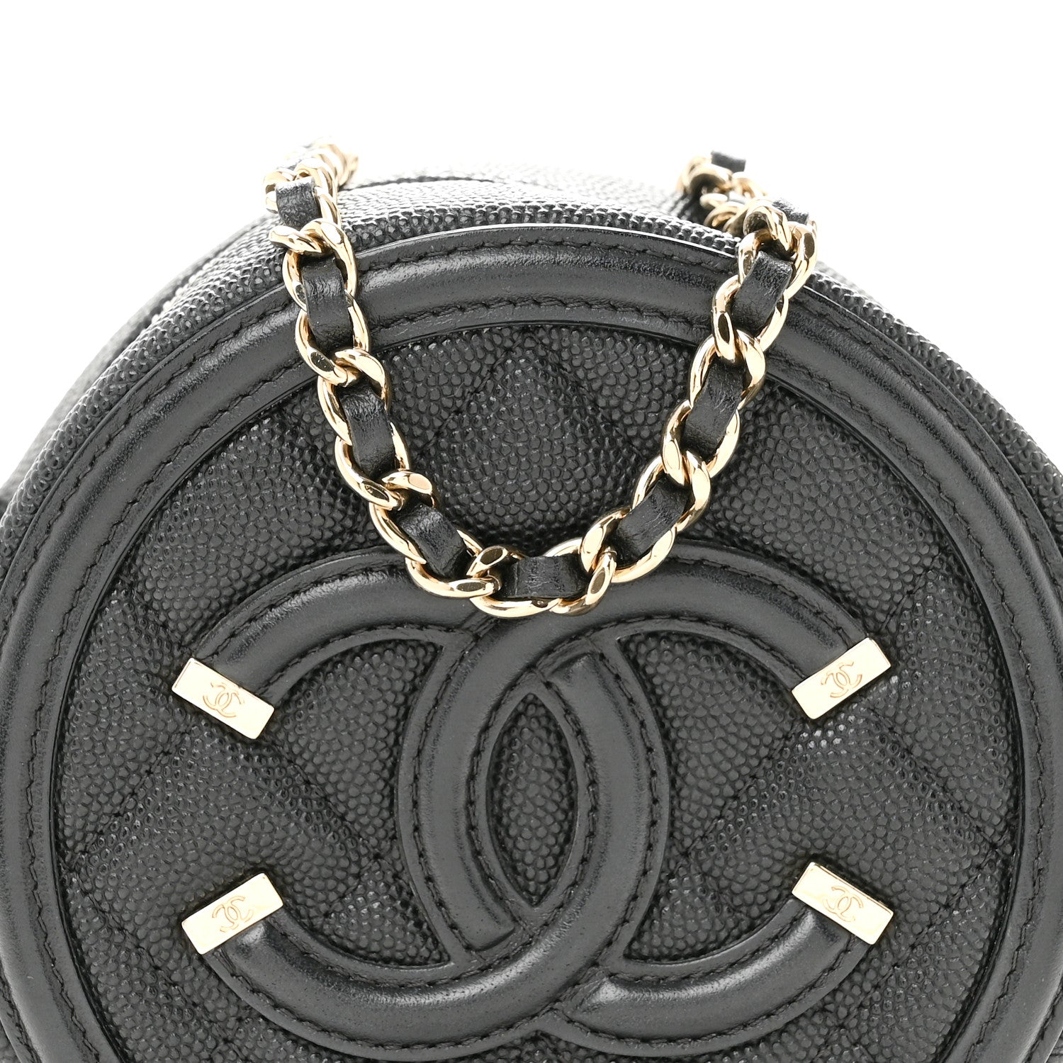 Chanel Caviar Quilted Round Filigree Crossbody Black 8 of 13