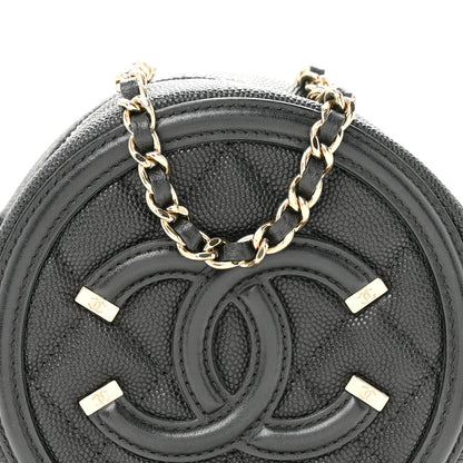 Chanel Caviar Quilted Round Filigree Crossbody Black 8 of 13