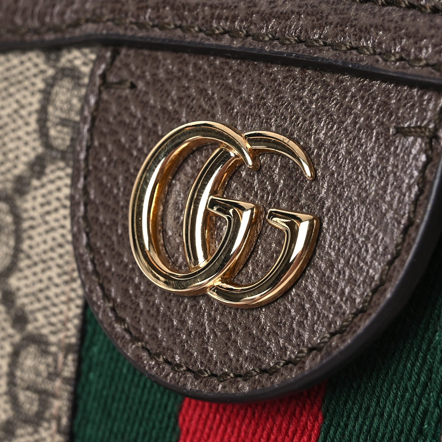 Gucci GG Supreme Monogram Textured Dollar Calfskin Web Small Ophidia Dome Shoulder Bag Beige Ebony New Acero 13 of 14