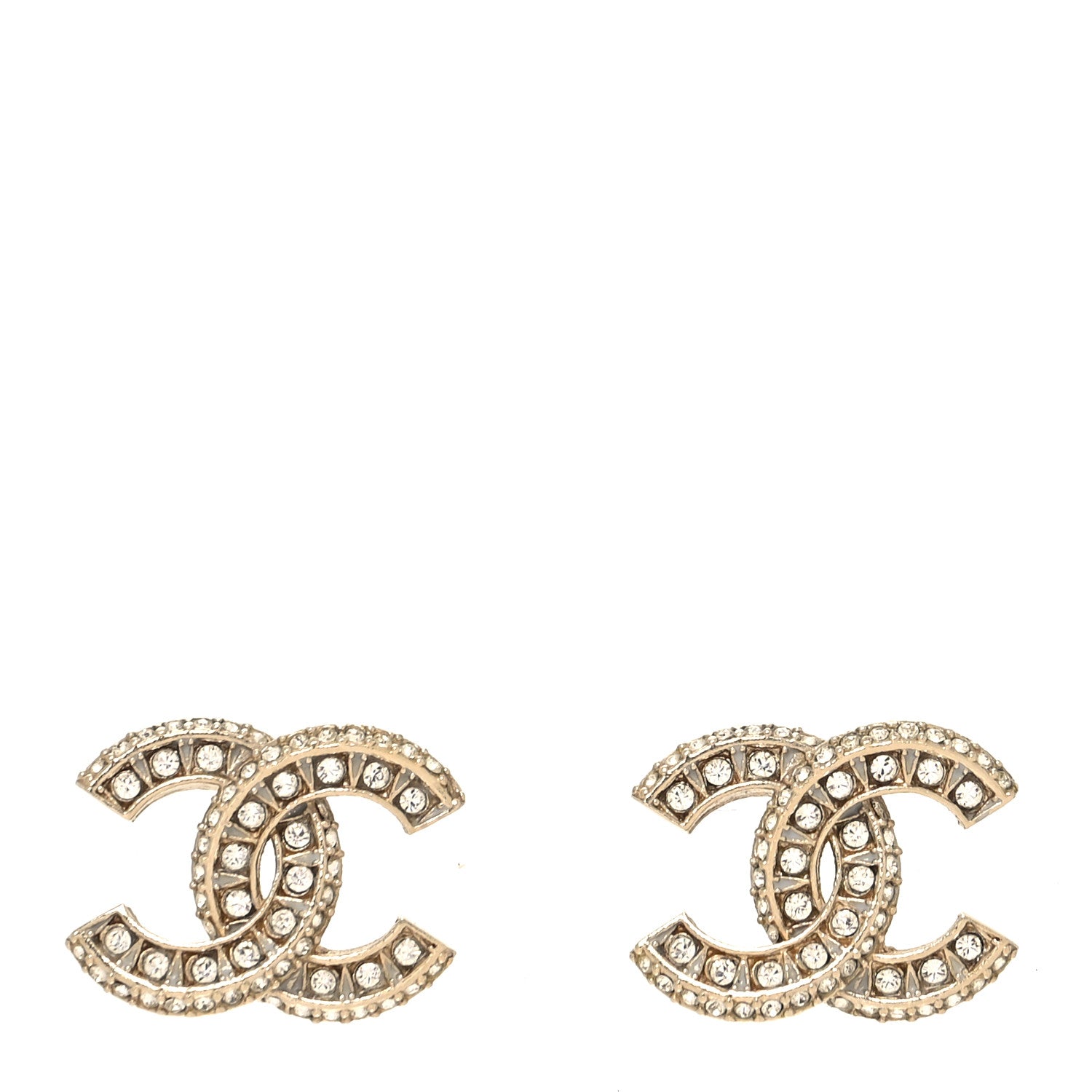 Chanel Crystal Timeless CC Earrings Light Gold 1 of 4