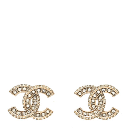 Chanel Crystal Timeless CC Earrings Light Gold 1 of 4