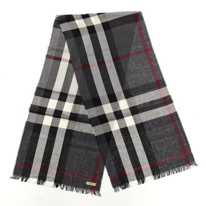 Burberry Wool Cashmere Giant Check Lightweight Scarf Charcoal 2 of 5