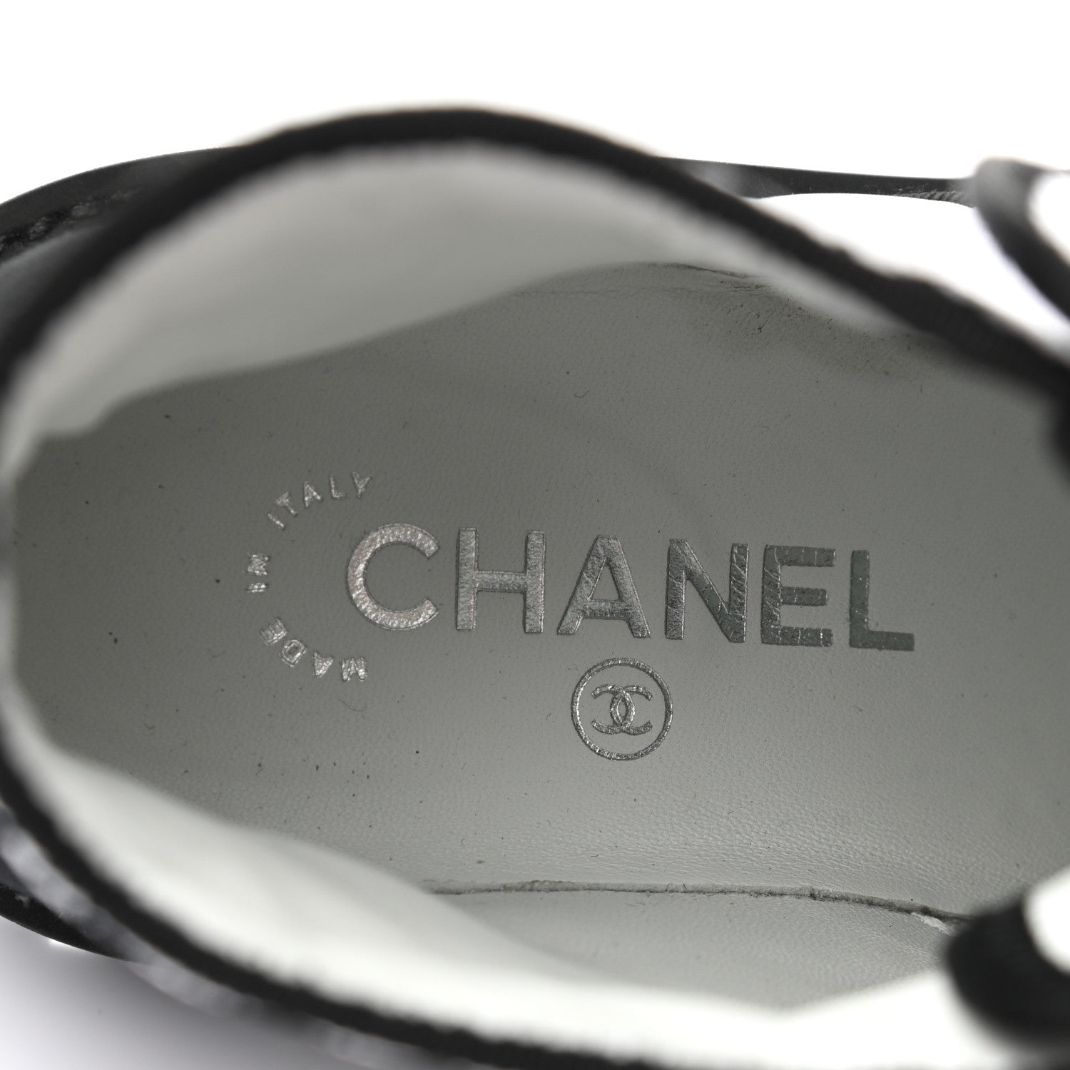 Chanel Shiny Goatskin Calfskin Quilted Lace Up Combat Boots 37.5 White Black 7 of 8