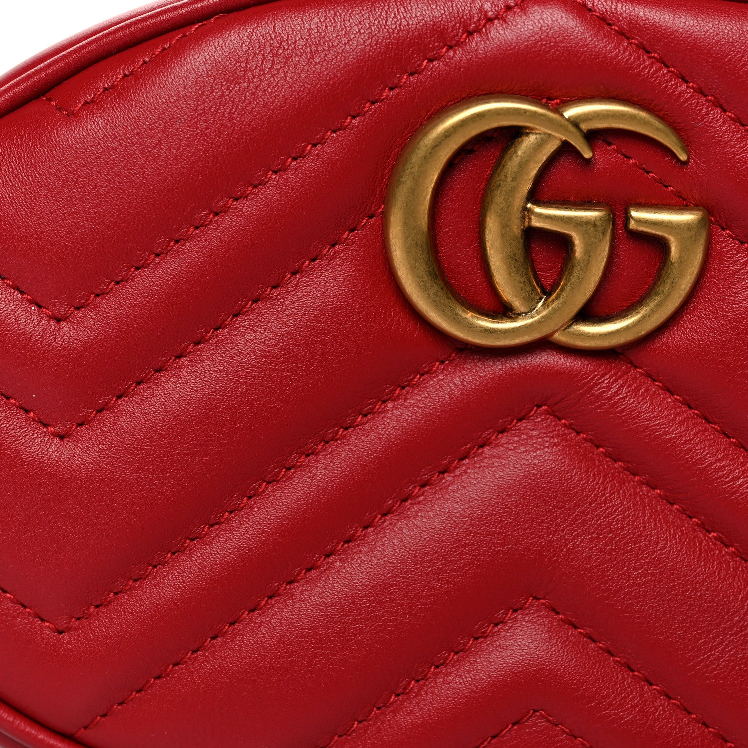Gucci Calfskin Matelasse GG Marmont Belt Bag 85 34 Hibiscus Red 8 of 10