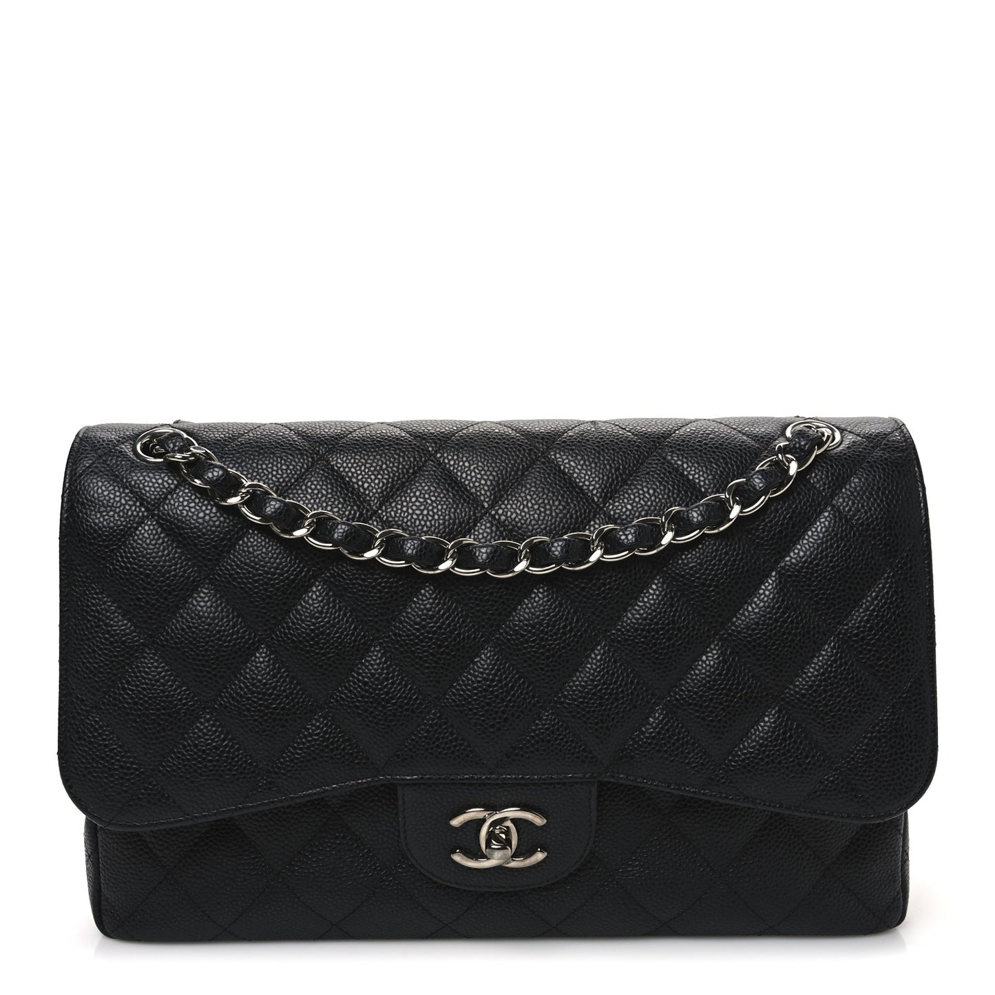 Caviar Quilted Jumbo Double Flap Black
