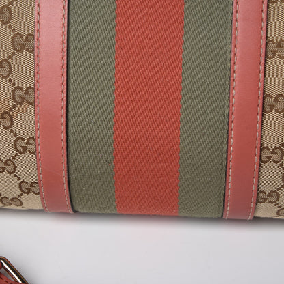 Gucci Monogram Medium Vintage Web Boston Pink 20 of 25
