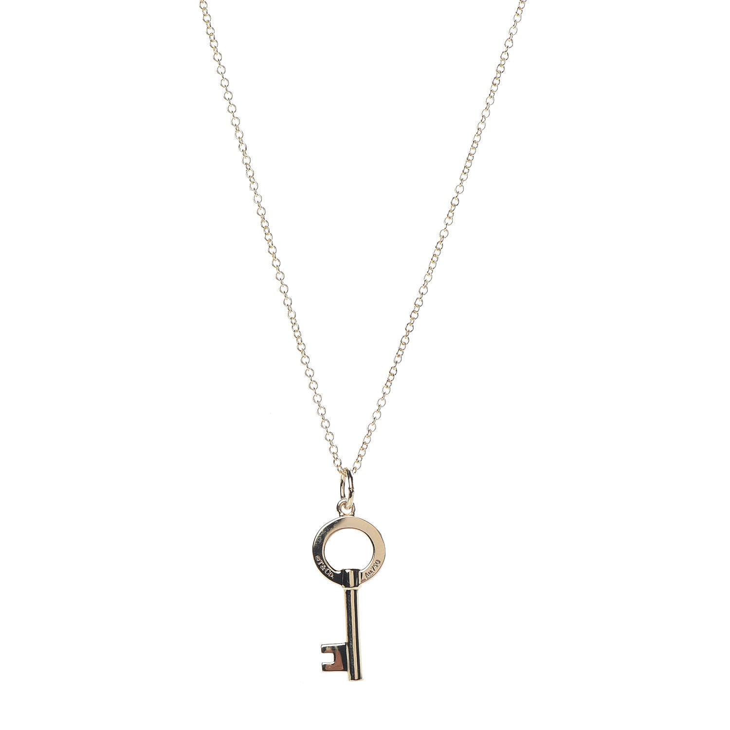 Tiffany 18K Yellow Gold Modern Keys Open Round Key Pendant Necklace 4 of 7