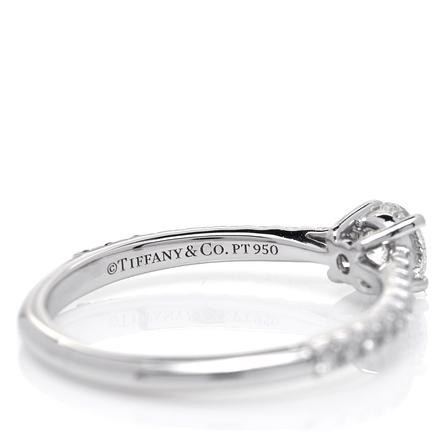 Tiffany Platinum Diamond .31ct Novo Engagement Ring 50 5.5 6 of 7