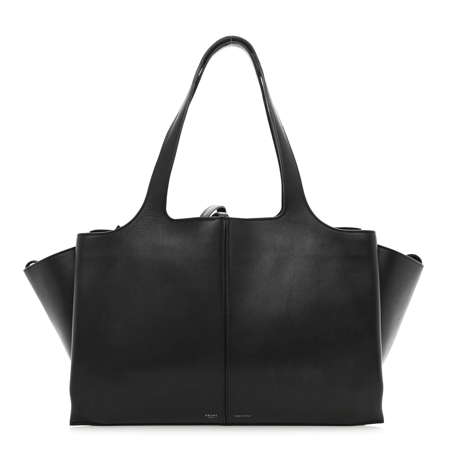 Baby Grained Calfskin Medium Tri-Fold Bag Black