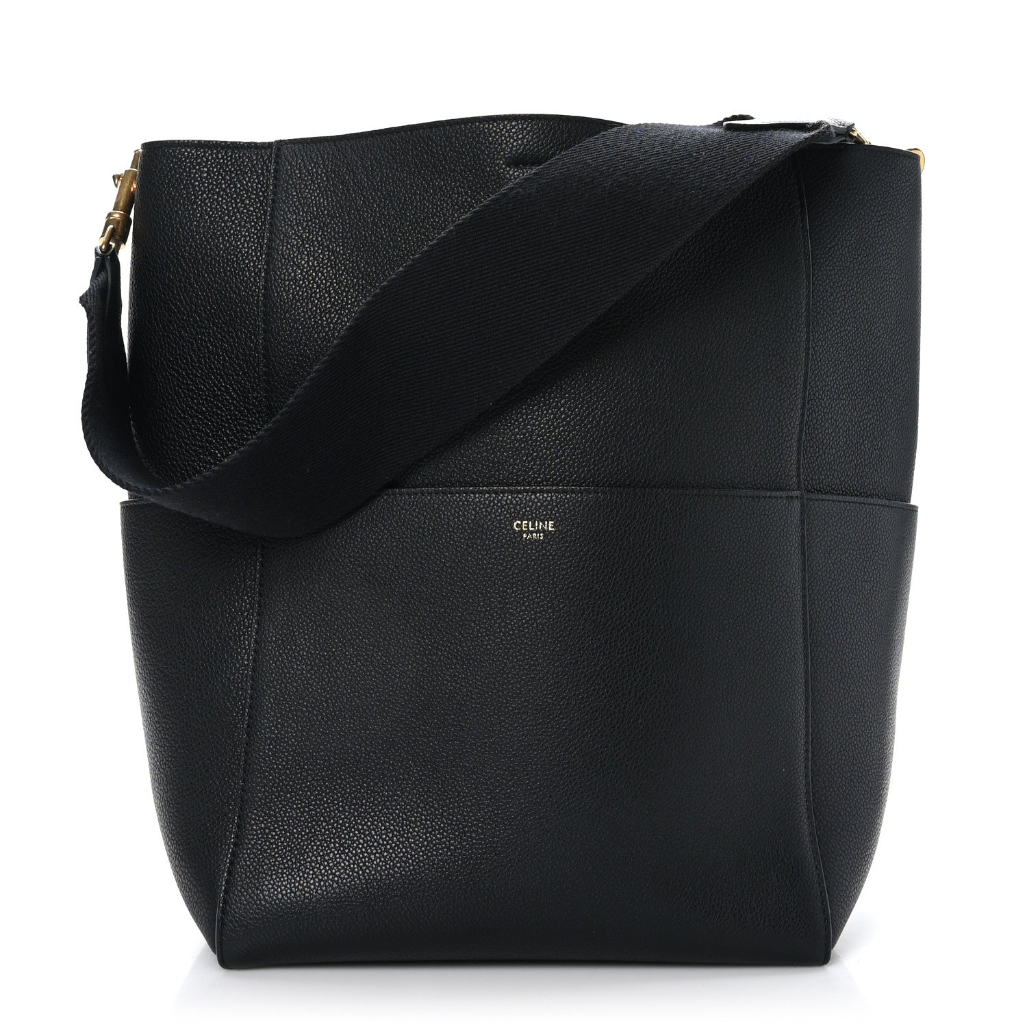 Celine Soft Grained Calfskin Sangle Bucket Bag Black 1 of 10