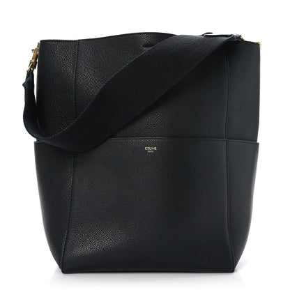 Celine Soft Grained Calfskin Sangle Bucket Bag Black 1 of 10