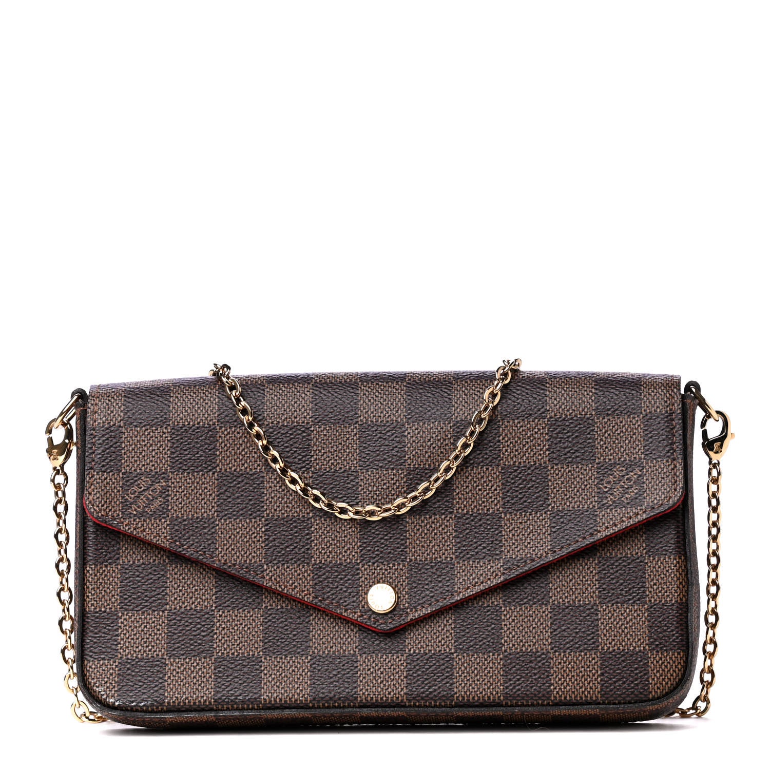 Louis Vuitton Damier Ebene Pochette Felicie Chain Wallet 1 of 5