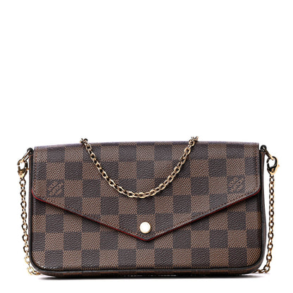 Louis Vuitton Damier Ebene Pochette Felicie Chain Wallet 1 of 5