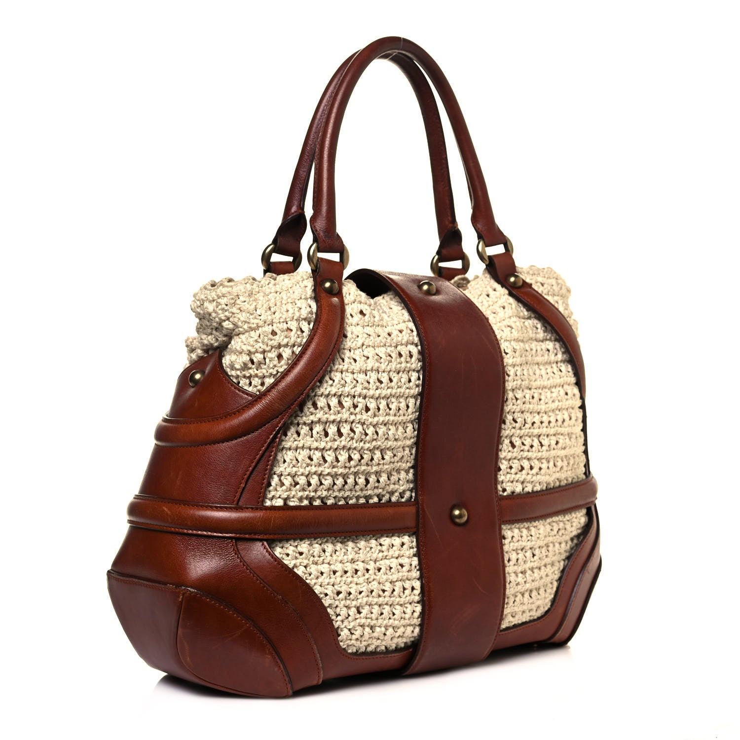 Alexander McQueen Nylon Crochet Novak Bag Tan 2 of 20