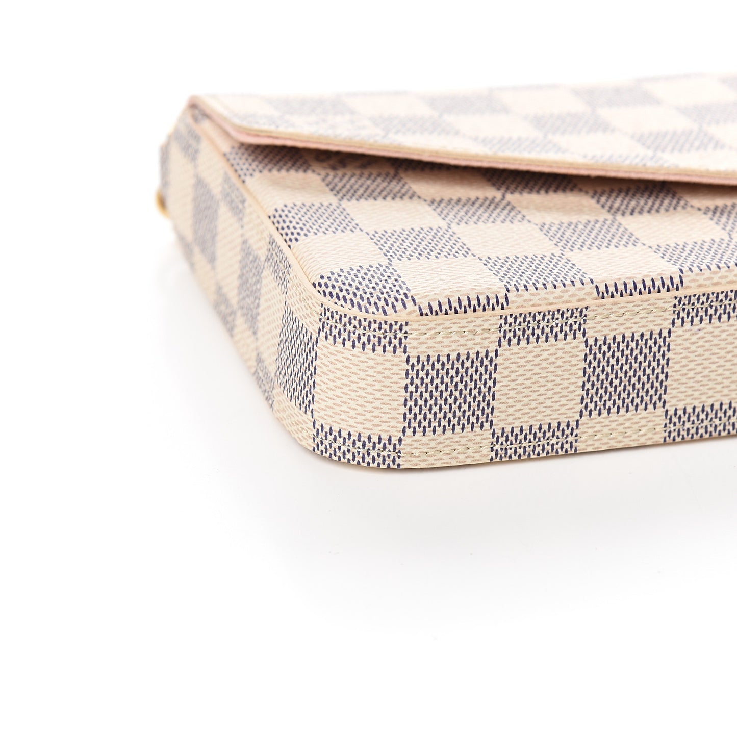 Damier Azur Pochette Felicie Chain Wallet Rose Ballerine