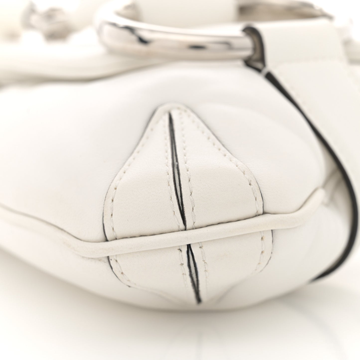 Nappa Vertical Matelasse Medium Maxi Horsebit Chain Shoulder Bag Mystic White