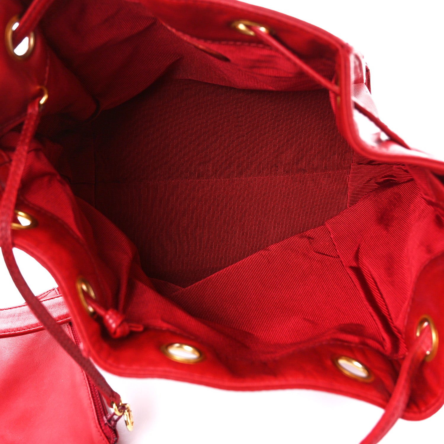 Chanel Lambskin CC Drawstring Bucket Bag Red 6 of 16