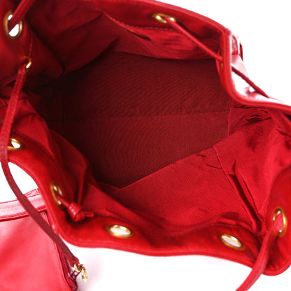 Chanel Lambskin CC Drawstring Bucket Bag Red 6 of 16