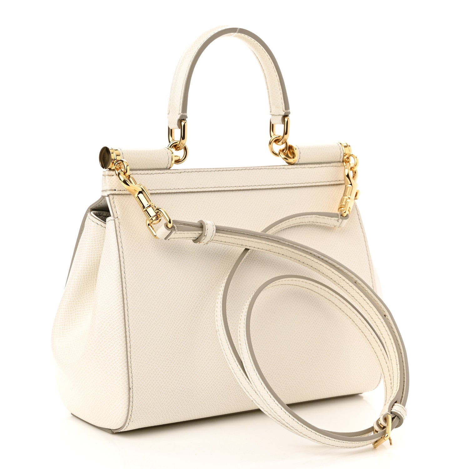 Dolce & Gabbana Lizard Calfskin Embossed Small Miss Sicily Satchel White 3 of 9