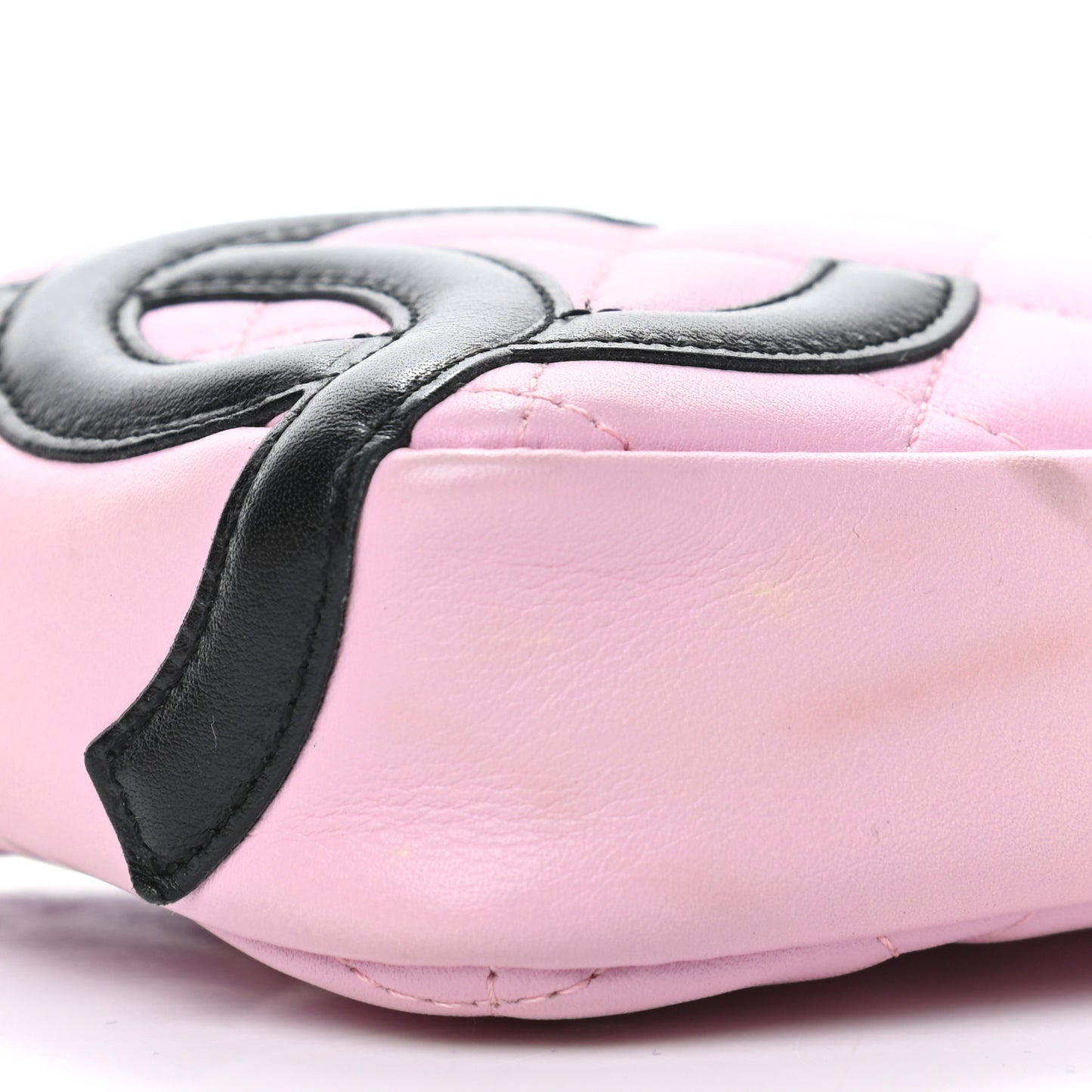 Calfskin Quilted Cambon Pochette Pink Black