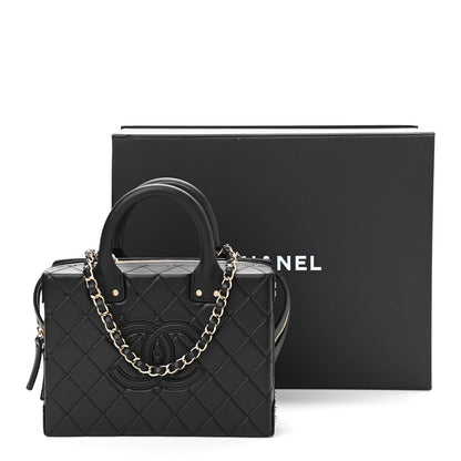 Chanel Calfskin Quilted Studded Square Vanity Case Black 11 of 11