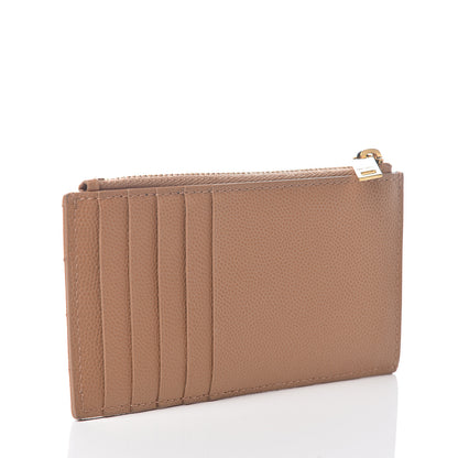 Saint Laurent Grain De Poudre Matelasse Chevron Monogram Fragments Zippered Card Case Cork 2 of 5