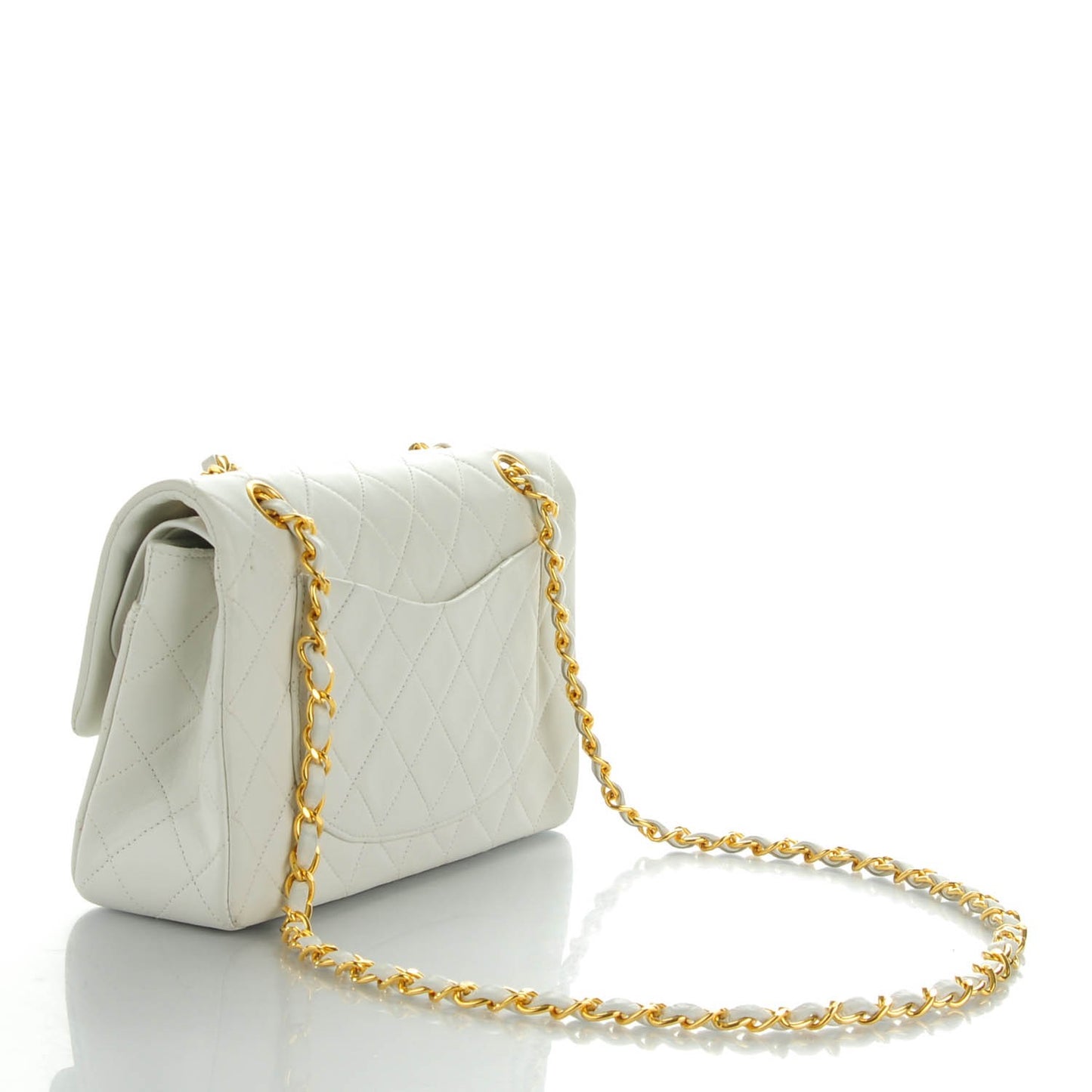 Lambskin Quilted Small Double Flap White
