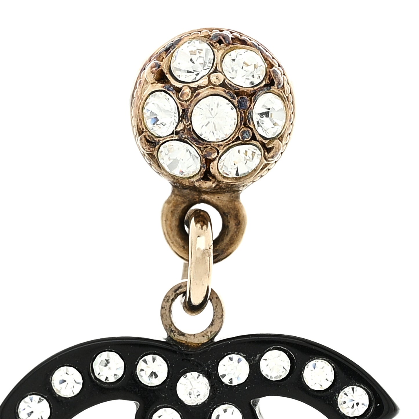 Resin Crystal CC Drop Earrings Black