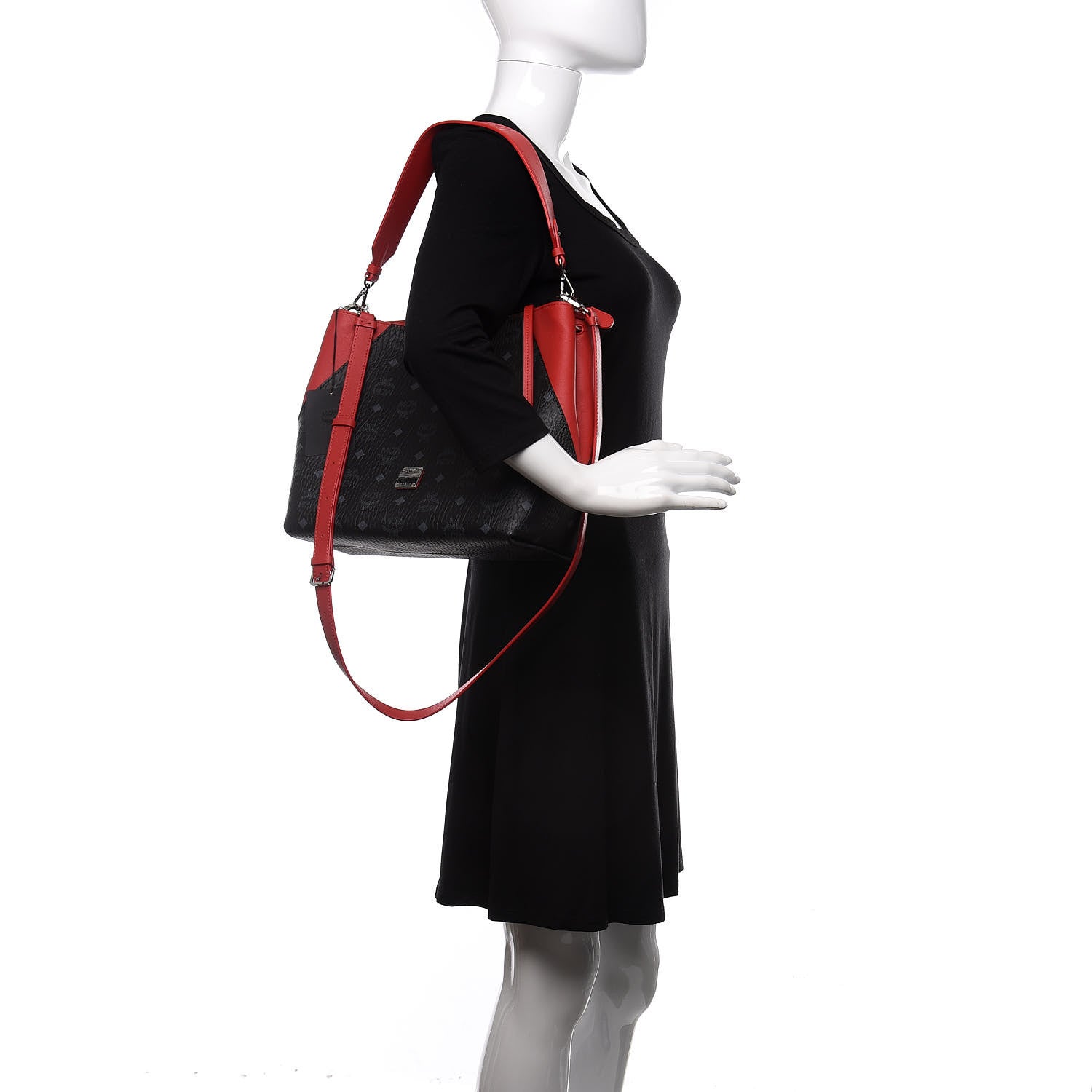 MCM Visetos Medium Klara Hobo Red Black 2 of 12