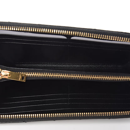 Saint Laurent Grain De Poudre Matelasse Chevron Monogram Zip Around Wallet Black 5 of 7