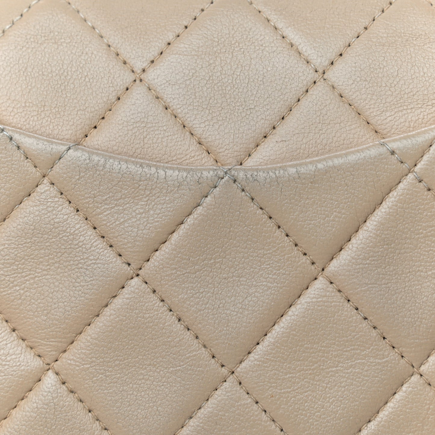 Lambskin Quilted Small Double Flap Beige