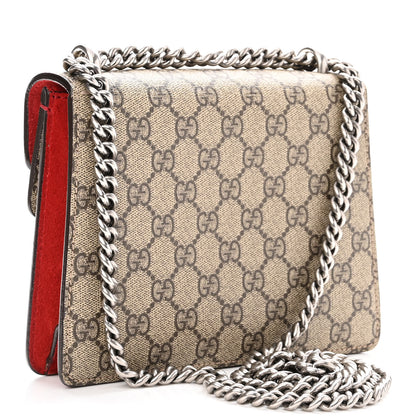 Gucci GG Supreme Monogram Suede Mini Dionysus Shoulder Bag Beige Ebony Vulcanic Red 3 of 9