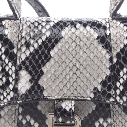 Balenciaga Shiny Calfskin Python Effect Hourglass Top Handle Bag Mini Black White 10 of 10