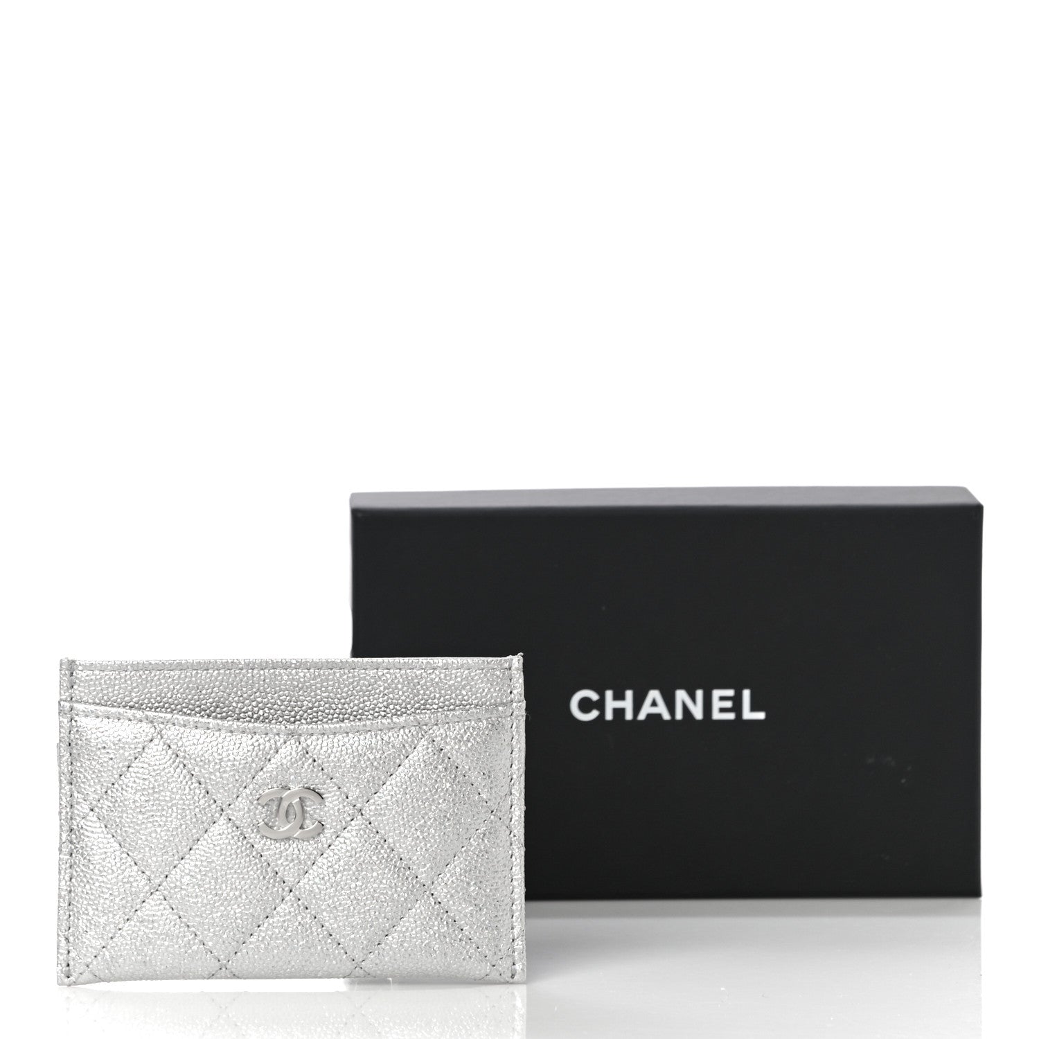 Chanel Metallic Caviar Quilted Card Holder Silver 12 of 12
