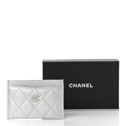 Chanel Metallic Caviar Quilted Card Holder Silver 12 of 12