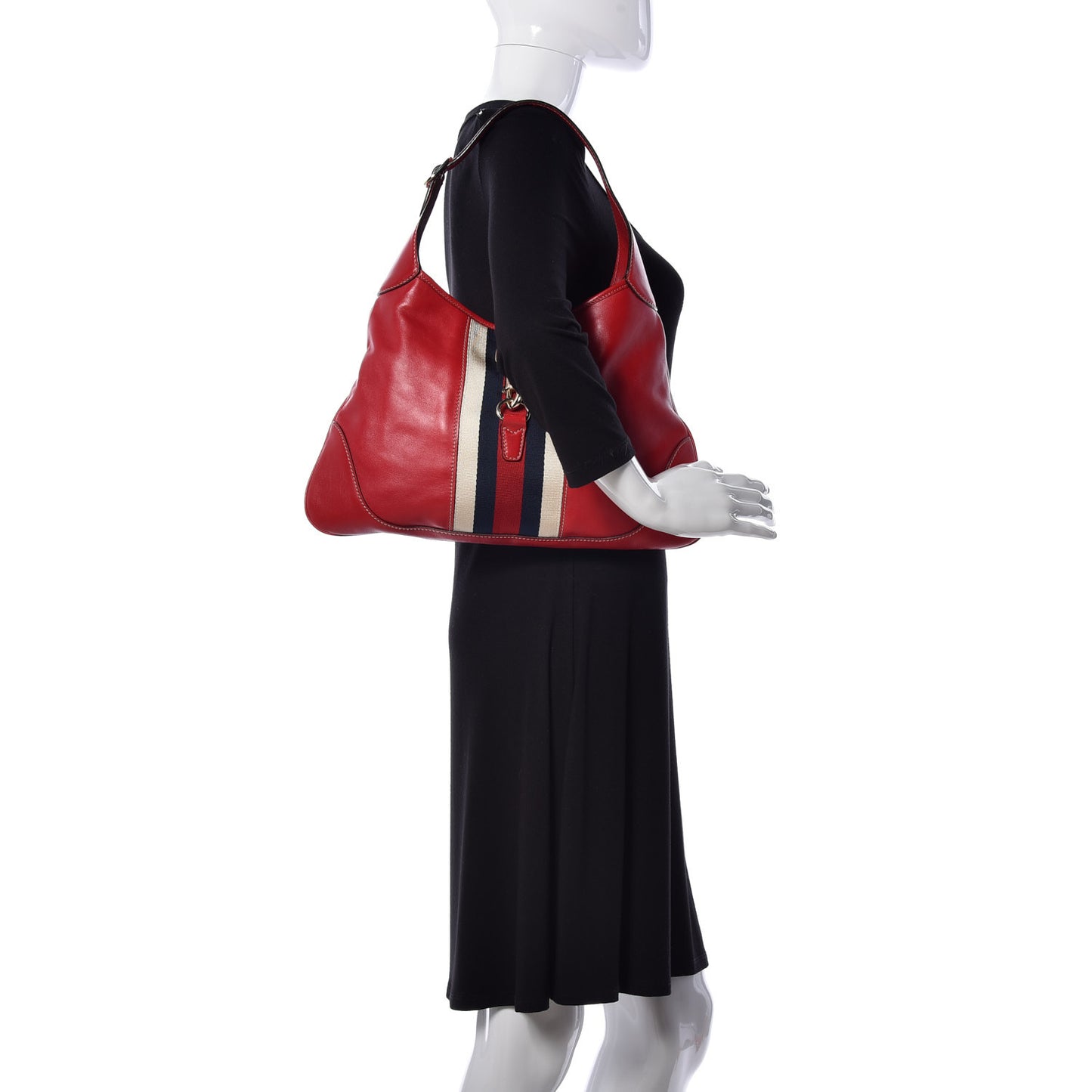 Calfskin Web Medium Jackie O Bouvier Hobo Red