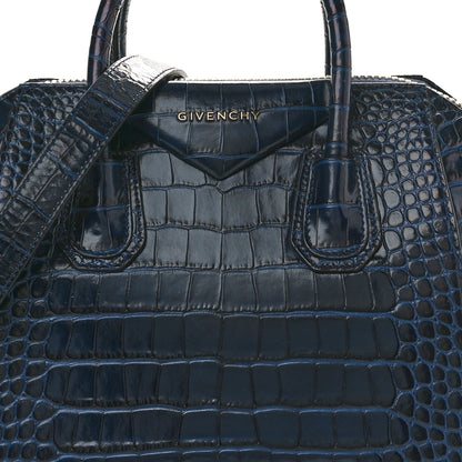 Givenchy Calfskin Crocodile Embossed Small Antigona Deep Blue 8 of 11