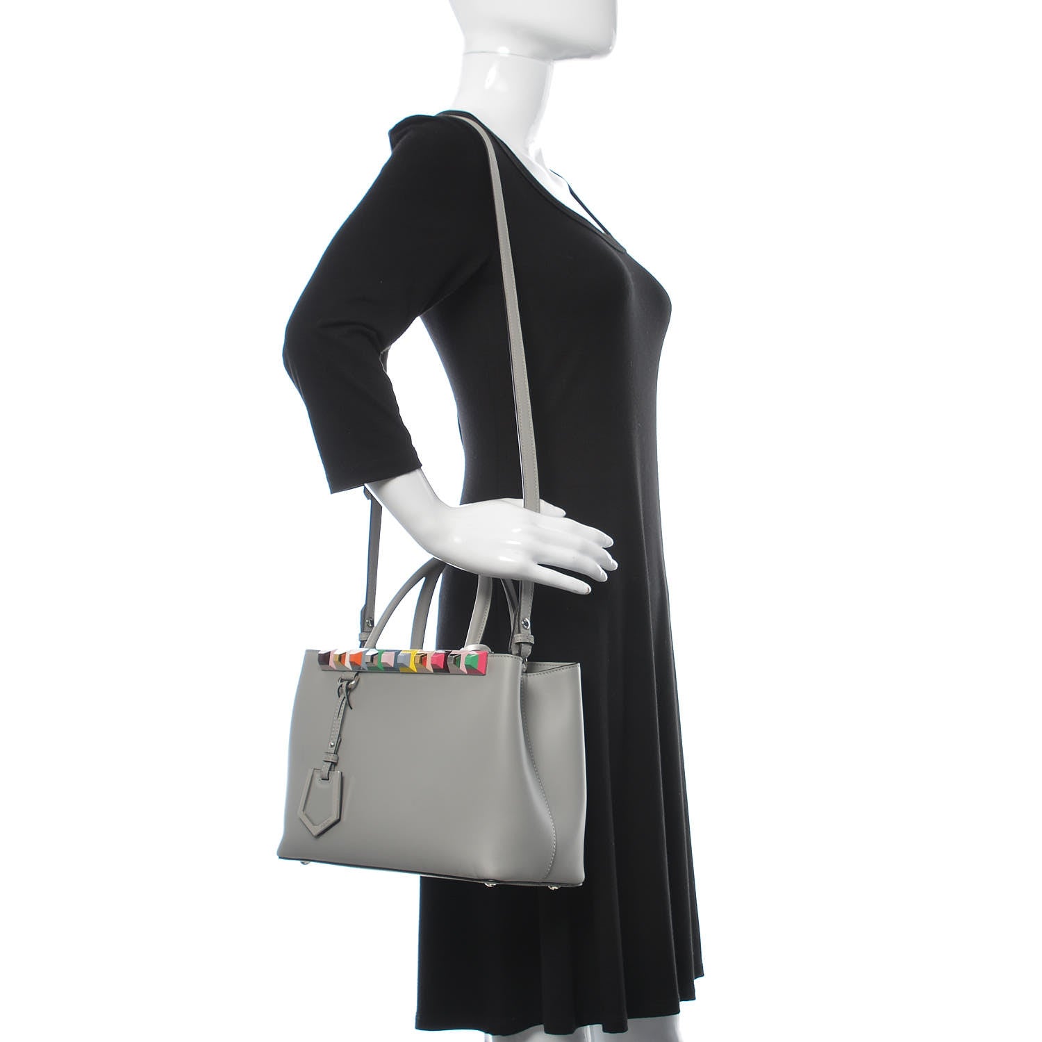 Fendi Vitello Baltico Dolce Studded Petite 2Jours Tote Ghiaccio Multicolor 2 of 13