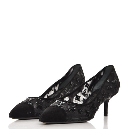 Louis Vuitton Suede Mesh Sequin Night Call Pumps 40 Black 3 of 8