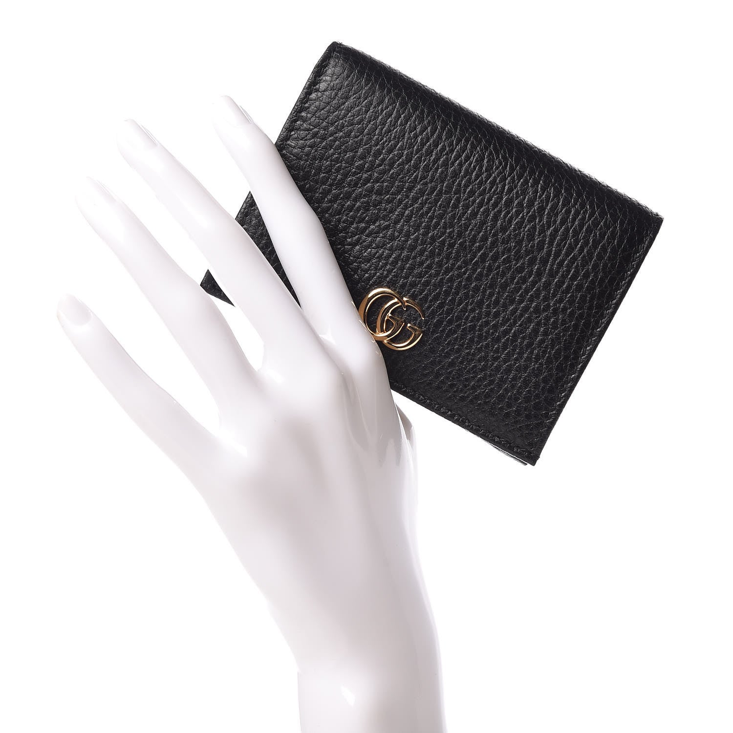 Gucci Pebbled Calfskin GG Marmont Card Case Black 2 of 10