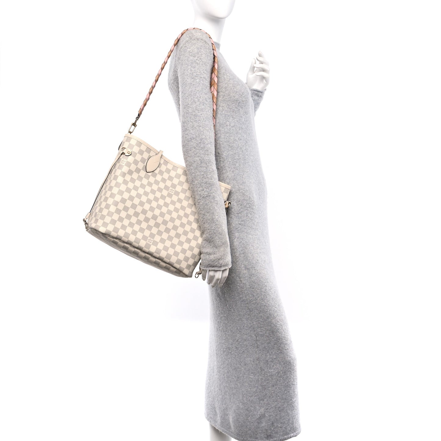 Damier Azur Braided Neverfull MM Pink