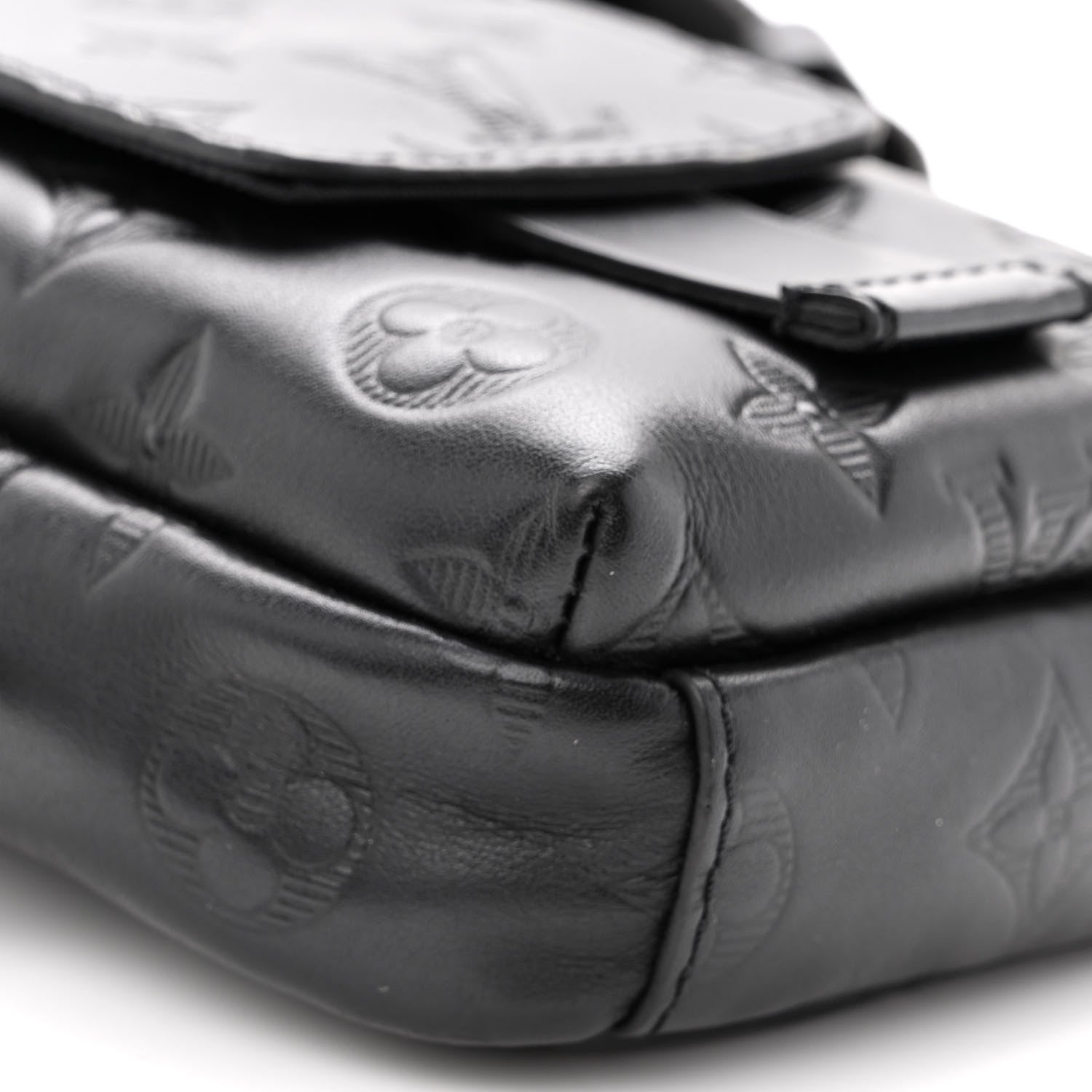 Louis Vuitton Calfskin Monogram Shadow Double Phone Pouch NM Black 7 of 8