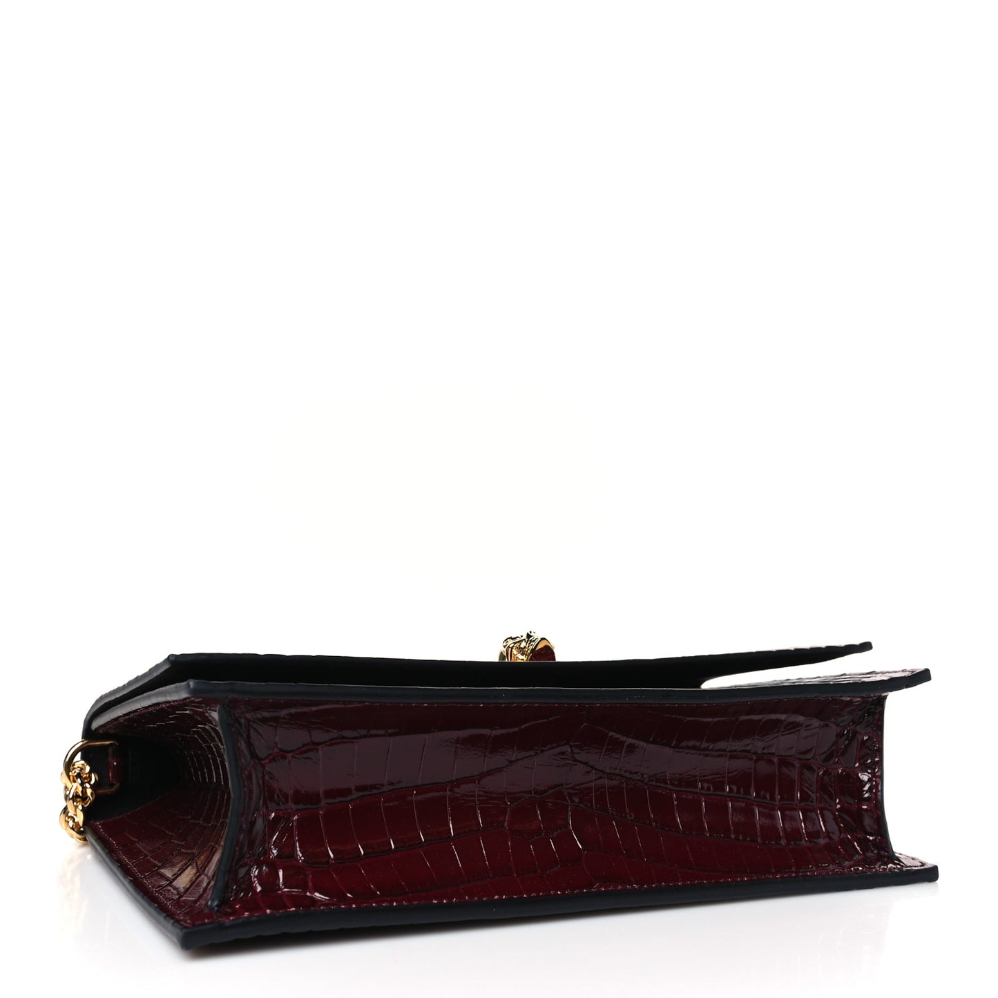 Calfskin Crocodile Embossed Skull Medium Shoulder Bag Madder