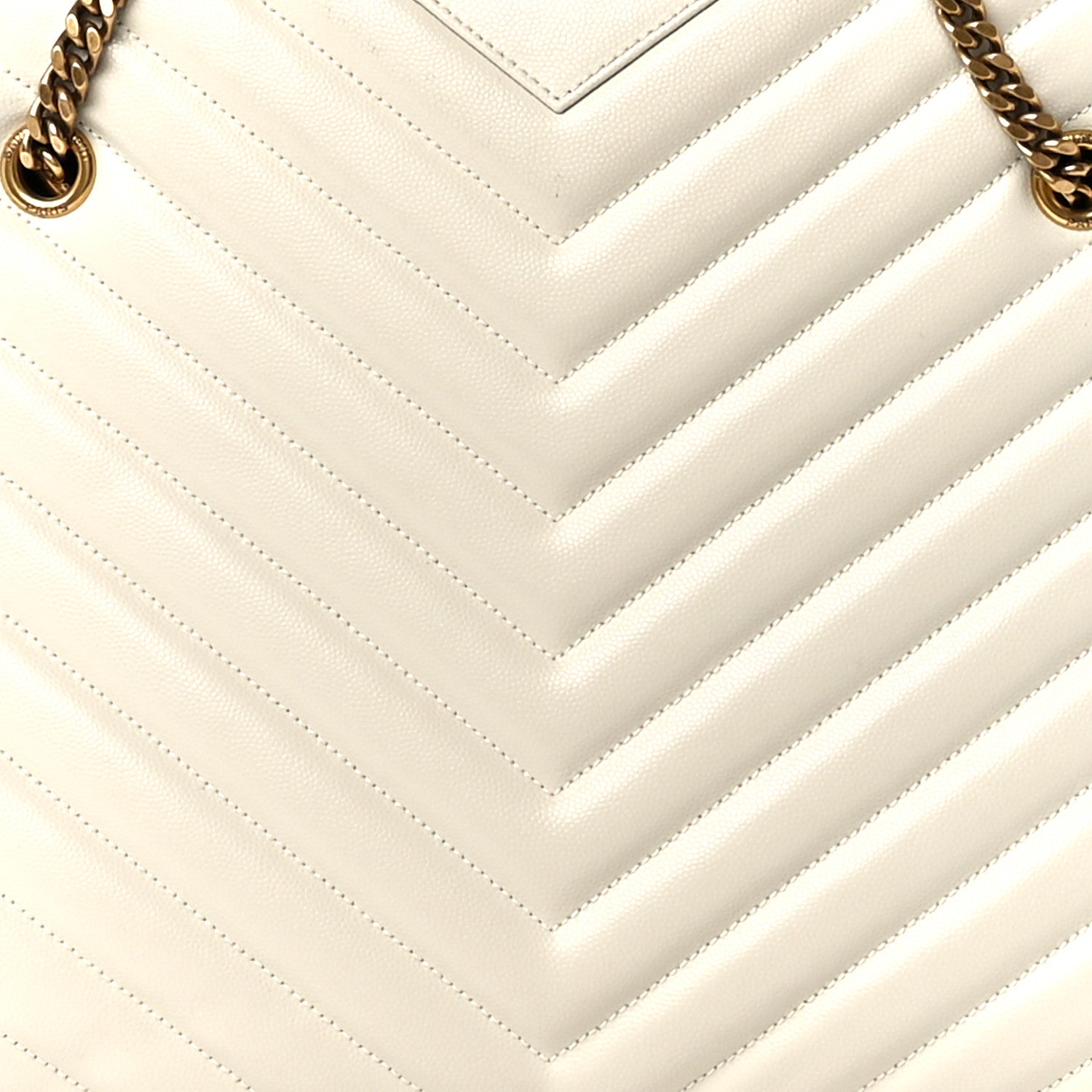 Saint Laurent Grain de Poudre Matelasse Chevron Medium Tribeca Shopping Bag Crema Soft 9 of 12
