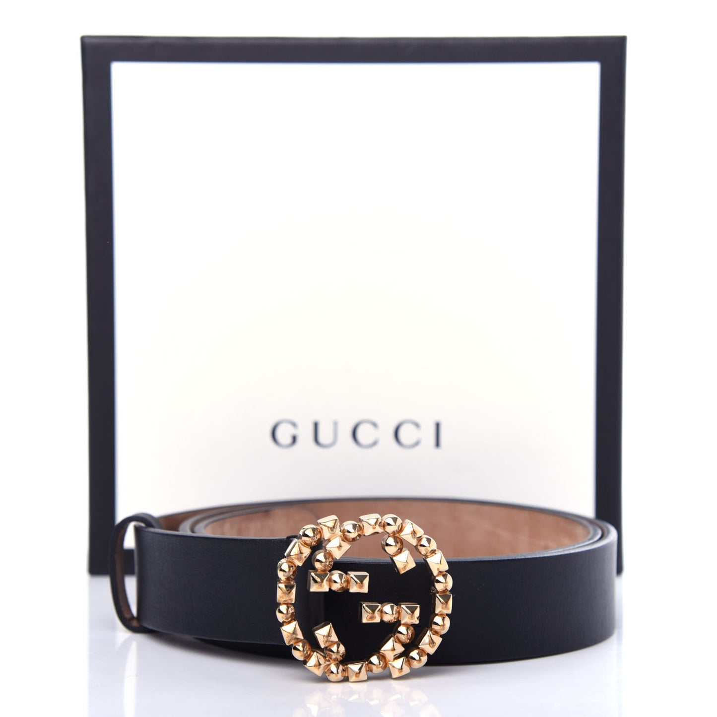 Calfskin Studded Interlocking G Belt 90 36 Black